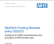 MedTech Funding Mandate policy 2022/23: guidance for NHS commissioners and providers of NHS-funded care